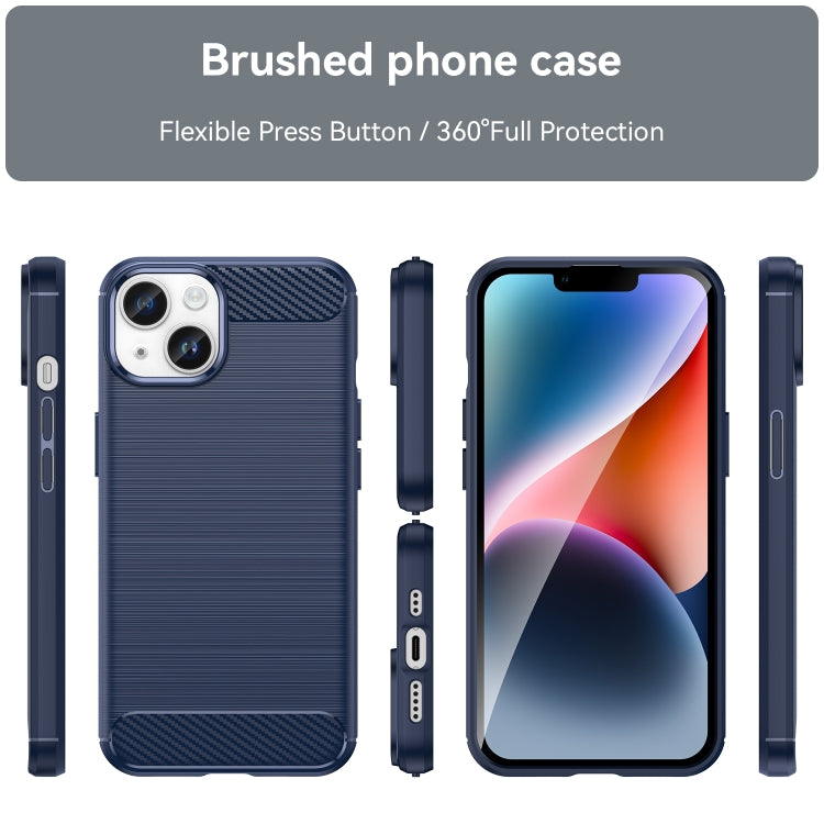 For iPhone 15 Plus Brushed Texture Carbon Fiber TPU Phone Case(Blue) - free shipping - PMC TechLife - Order now!