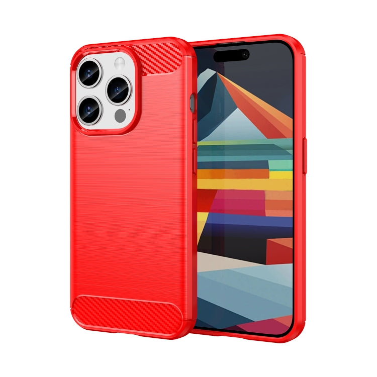 For iPhone 15 Pro Brushed Texture Carbon Fiber TPU Phone Case(Red) - free shipping - PMC TechLife - Order now!