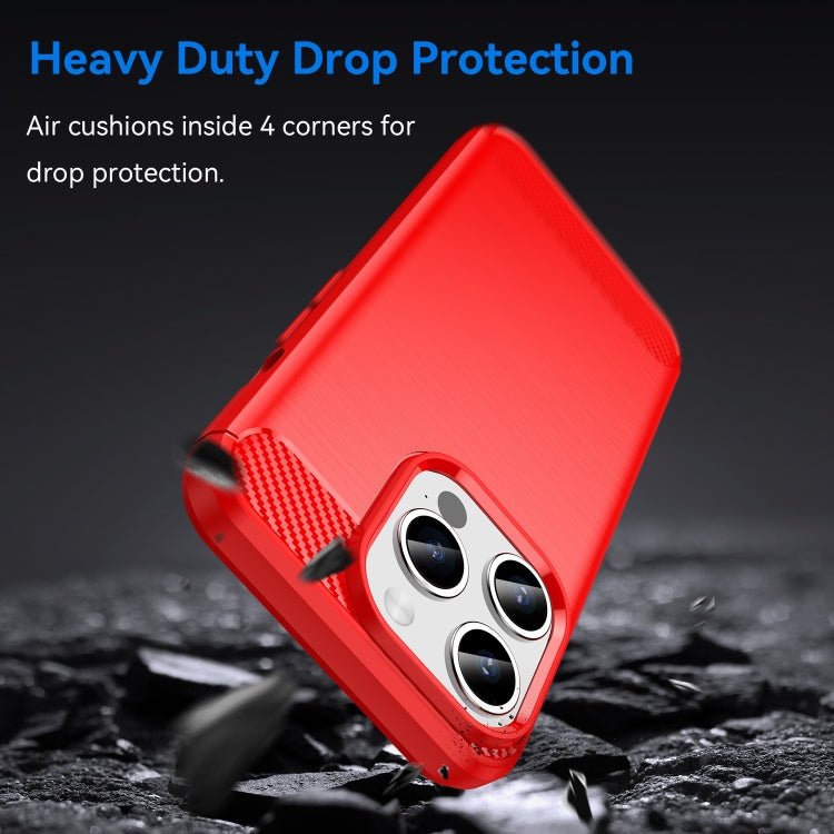 For iPhone 15 Pro Brushed Texture Carbon Fiber TPU Phone Case(Red) - free shipping - PMC TechLife - Order now!