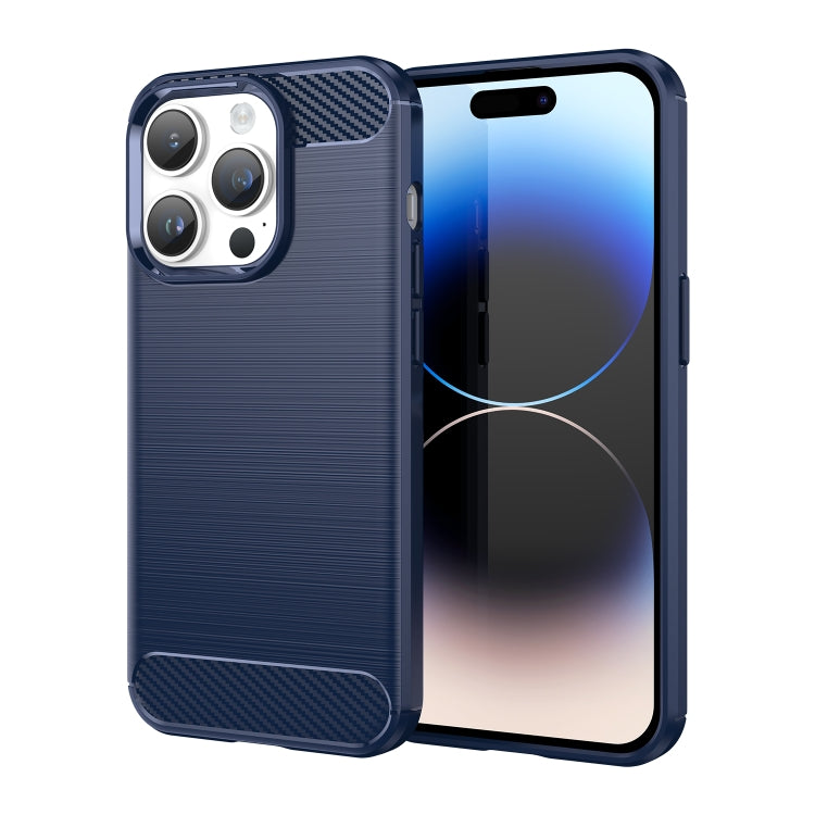 For iPhone 15 Pro Max Brushed Texture Carbon Fiber TPU Phone Case(Blue) - free shipping - PMC TechLife - Order now!