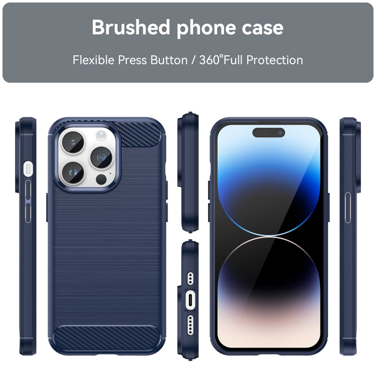 For iPhone 15 Pro Max Brushed Texture Carbon Fiber TPU Phone Case(Blue) - free shipping - PMC TechLife - Order now!