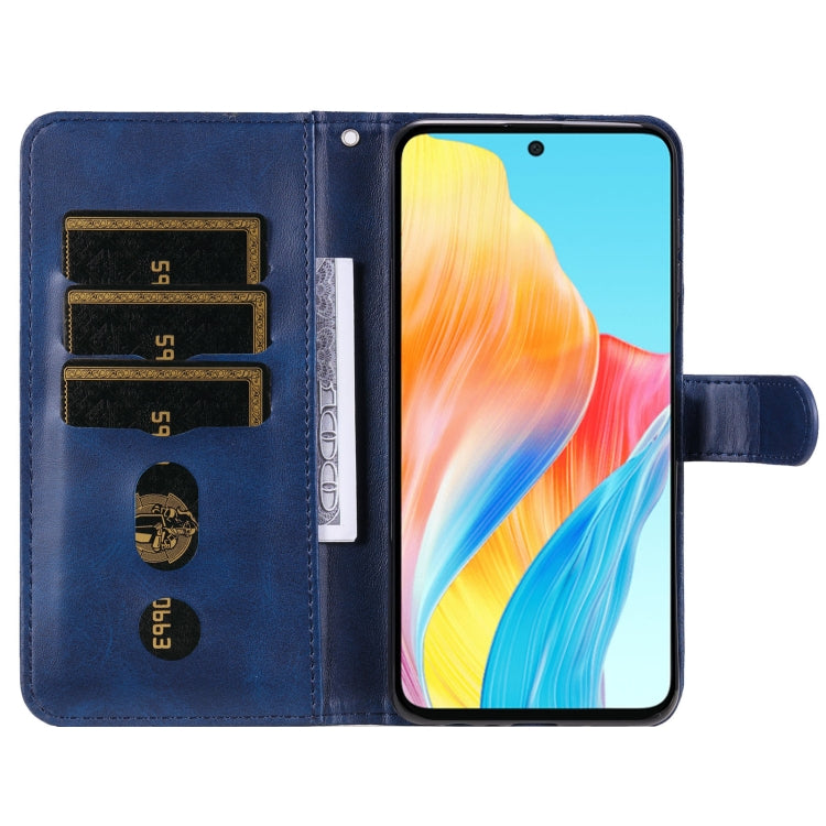 For OPPO A58 4G Fashion Calf Texture Zipper Leather Phone Case(Blue) - OPPO Cases by PMC TechLife | Online Shopping South Africa | PMC TechLife | Buy Now Pay Later Mobicred