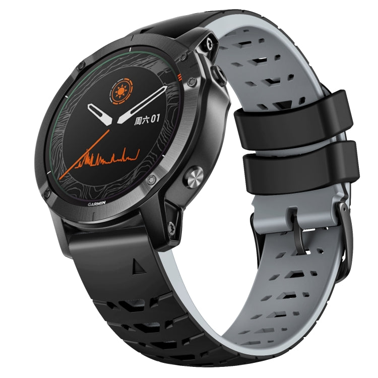 For Garmin Fenix 7 22mm Trapezoidal Quick Release Silicone Watch Band(Black Grey) -  by PMC TechLife | Online Shopping South Africa | PMC TechLife