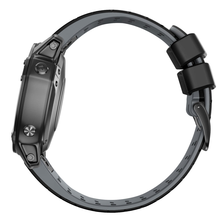 For Garmin Fenix 7 22mm Trapezoidal Quick Release Silicone Watch Band(Black Grey) -  by PMC TechLife | Online Shopping South Africa | PMC TechLife