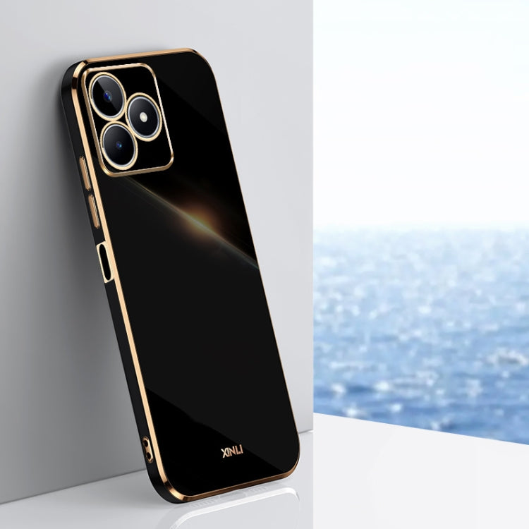 For Realme C53 2023 XINLI Straight 6D Plating Gold Edge TPU Phone Case(Black) - free shipping - PMC TechLife - Order now!