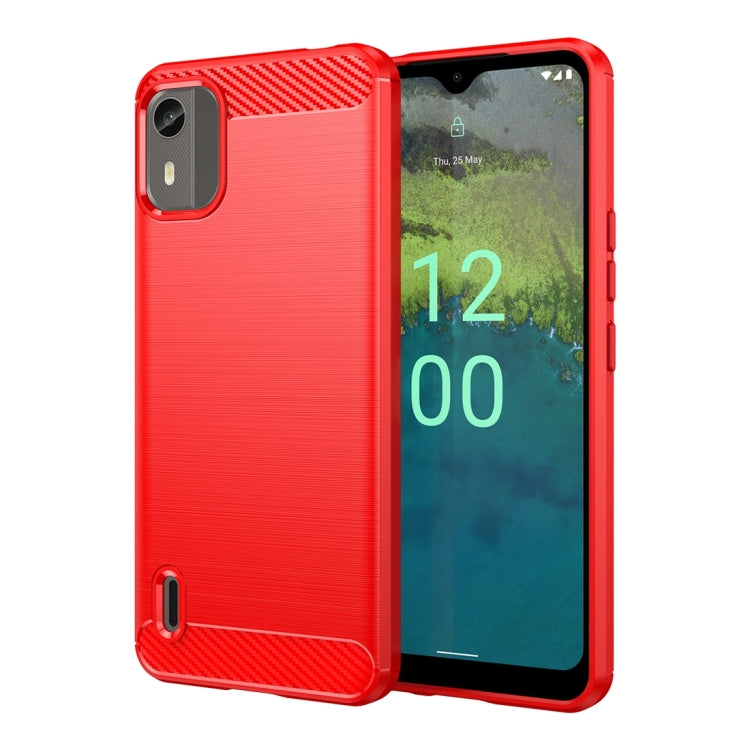 For Nokia C12 Plus Brushed Texture Carbon Fiber TPU Phone Case(Red) - Nokia Cases by PMC TechLife | Online Shopping South Africa | PMC TechLife | Buy Now Pay Later Mobicred