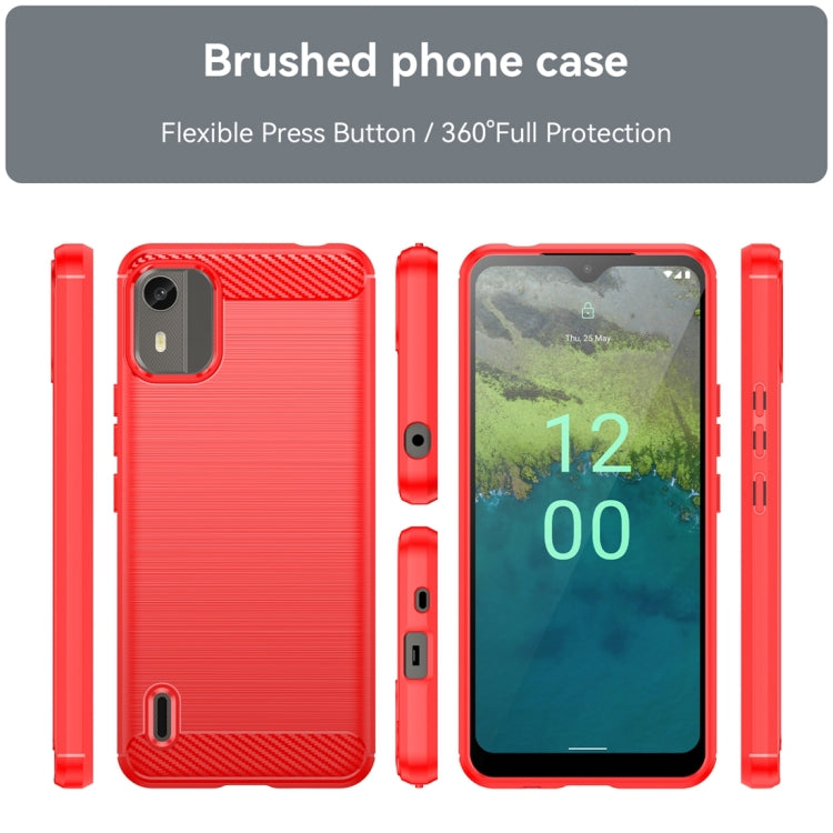 For Nokia C12 Plus Brushed Texture Carbon Fiber TPU Phone Case(Red) - Nokia Cases by PMC TechLife | Online Shopping South Africa | PMC TechLife | Buy Now Pay Later Mobicred