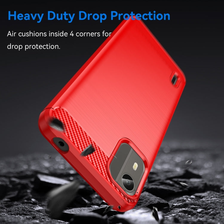 For Nokia C12 Plus Brushed Texture Carbon Fiber TPU Phone Case(Red) - Nokia Cases by PMC TechLife | Online Shopping South Africa | PMC TechLife | Buy Now Pay Later Mobicred