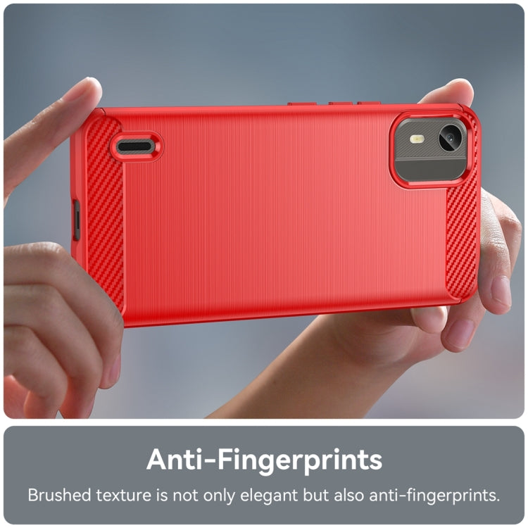 For Nokia C12 Plus Brushed Texture Carbon Fiber TPU Phone Case(Red) - Nokia Cases by PMC TechLife | Online Shopping South Africa | PMC TechLife | Buy Now Pay Later Mobicred