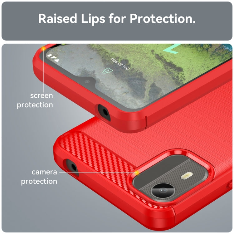 For Nokia C12 Plus Brushed Texture Carbon Fiber TPU Phone Case(Red) - Nokia Cases by PMC TechLife | Online Shopping South Africa | PMC TechLife | Buy Now Pay Later Mobicred