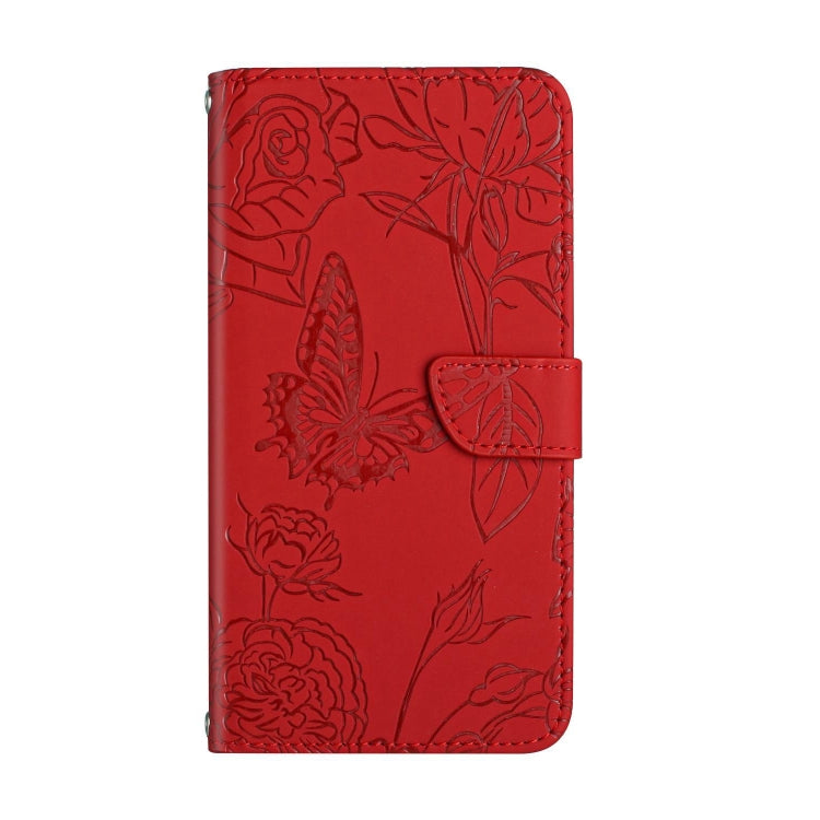 For Xiaomi Poco F5 HT03 Skin Feel Butterfly Embossed Flip Leather Phone Case(Red) - free shipping - PMC TechLife - Order now!
