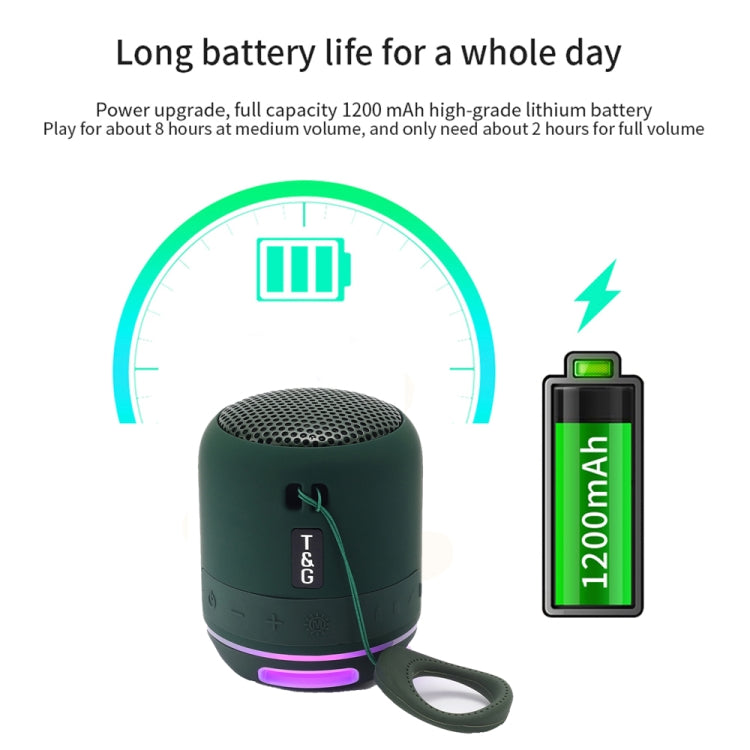T&G TG294 TWS LED Mini Portable Wireless Stereo Sound Outdoor Speaker(Dark Green) - Mini Speaker by T&G | Online Shopping South Africa | PMC TechLife