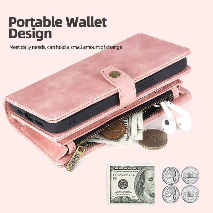 For Google Pixel 7 Zipper Wallet Detachable Magnetic Leather Phone Case(Pink) - free shipping - PMC TechLife - Order now!
