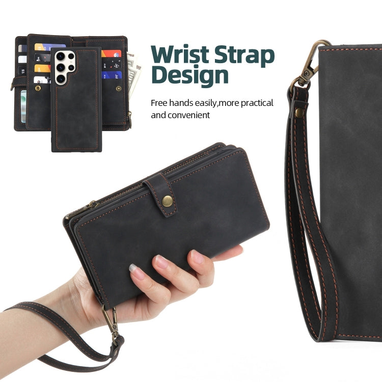 For Samsung Galaxy S23 Ultra 5G Zipper Wallet Magnetic Detachable Leather Phone Case(Black) - free shipping - PMC TechLife - Order now!