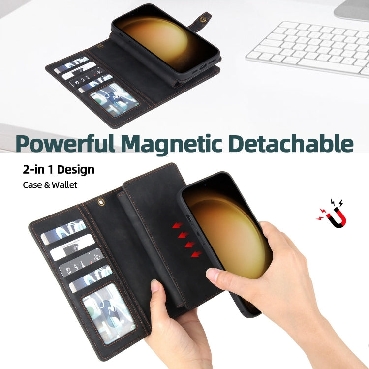 For Samsung Galaxy S23 Ultra 5G Zipper Wallet Magnetic Detachable Leather Phone Case(Black) - free shipping - PMC TechLife - Order now!
