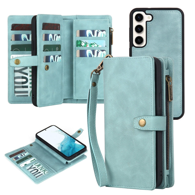 For Samsung Galaxy S21 5G Zipper Wallet Magnetic Detachable Leather Phone Case(Blue) - free shipping - PMC TechLife - Order now!