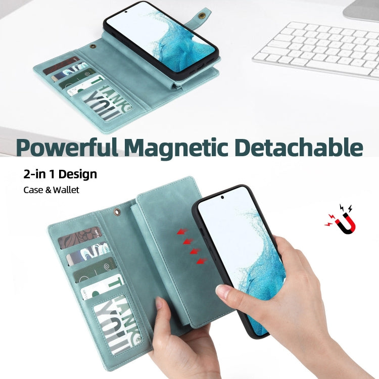 For Samsung Galaxy S21 5G Zipper Wallet Magnetic Detachable Leather Phone Case(Blue) - free shipping - PMC TechLife - Order now!