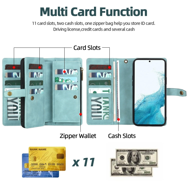 For Samsung Galaxy S20+ Zipper Wallet Detachable MagSafe Leather Phone Case(Blue) - Galaxy Phone Cases by PMC TechLife | Online Shopping South Africa | PMC TechLife