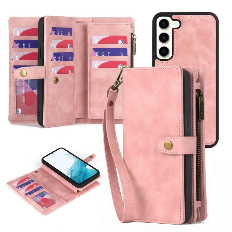 For Samsung Galaxy S10 Zipper Wallet Detachable MagSafe Leather Phone Case(Pink) - Galaxy Phone Cases by PMC TechLife | Online Shopping South Africa | PMC TechLife