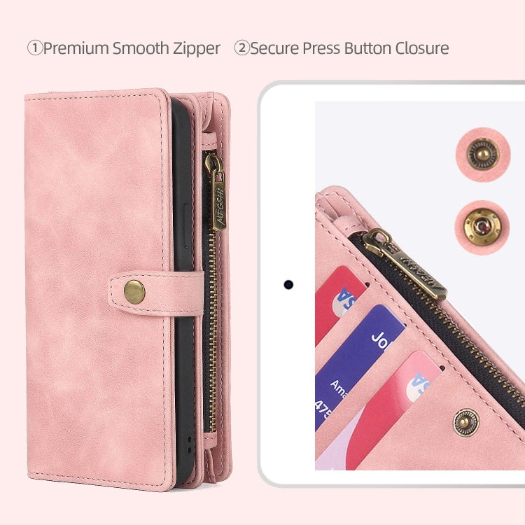 For Samsung Galaxy S10 Zipper Wallet Detachable MagSafe Leather Phone Case(Pink) - Galaxy Phone Cases by PMC TechLife | Online Shopping South Africa | PMC TechLife