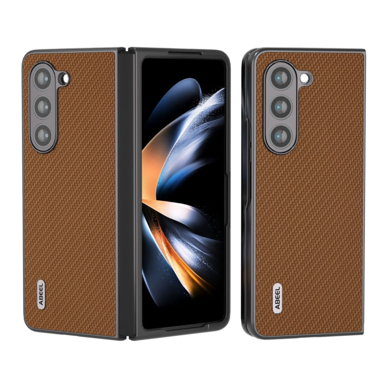 For Samsung Galaxy Z Fold5 ABEEL Carbon Fiber Texture Protective Phone Case(Light Brown) - free shipping - PMC TechLife - Order now!