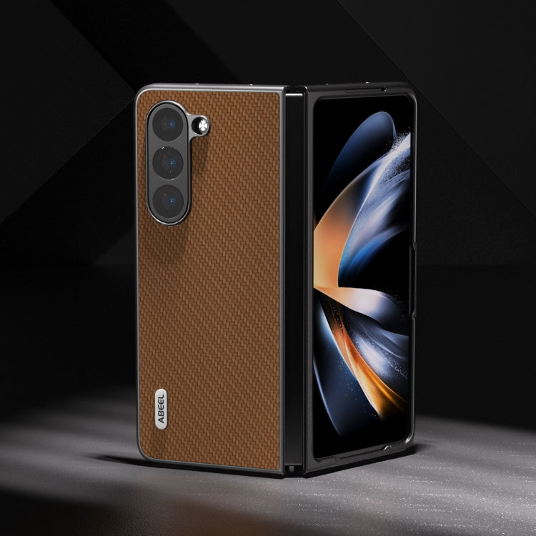 For Samsung Galaxy Z Fold5 ABEEL Carbon Fiber Texture Protective Phone Case(Light Brown) - free shipping - PMC TechLife - Order now!
