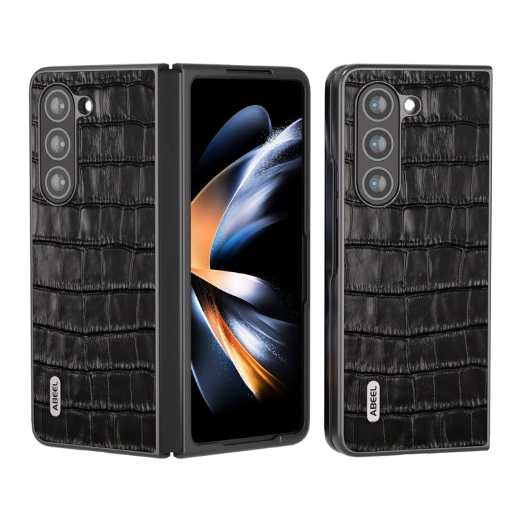 For Samsung Galaxy Z Fold5 ABEEL Crocodile Texture Genuine Leather Phone Case(Black) - free shipping - PMC TechLife - Order now!