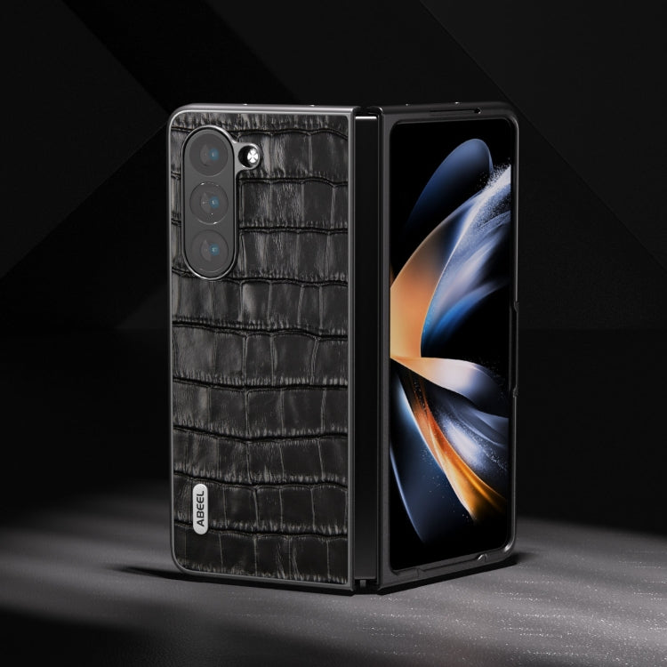 For Samsung Galaxy Z Fold5 ABEEL Crocodile Texture Genuine Leather Phone Case(Black) - free shipping - PMC TechLife - Order now!