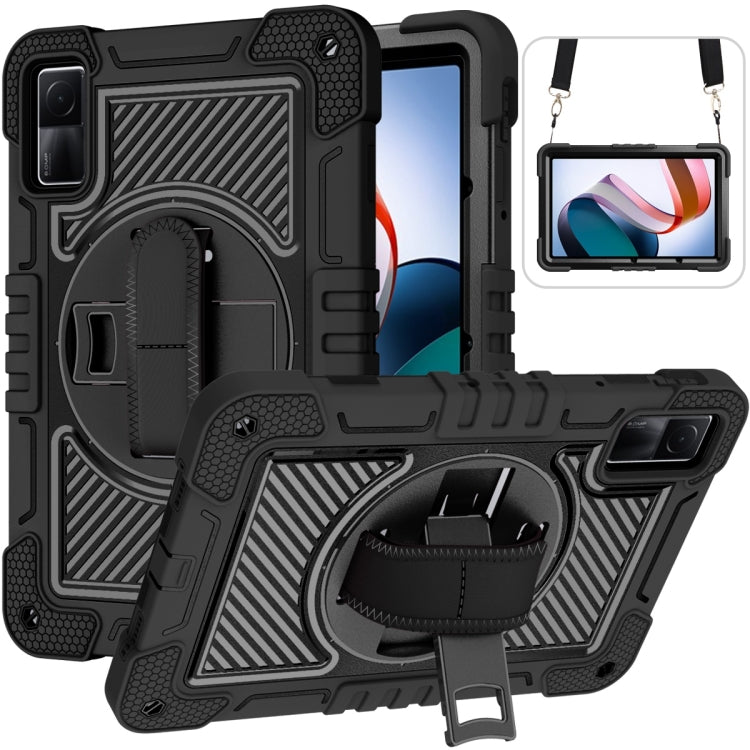 For Xiaomi Redmi Pad 10.61 360 Degree Rotation PC Contrast Silicone Tablet Case(Black) - free shipping - PMC TechLife - Order now!