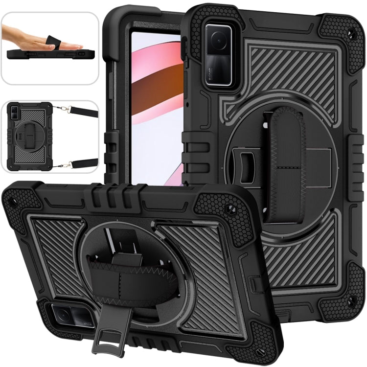 For Xiaomi Redmi Pad 10.61 360 Degree Rotation PC Contrast Silicone Tablet Case(Black) - free shipping - PMC TechLife - Order now!