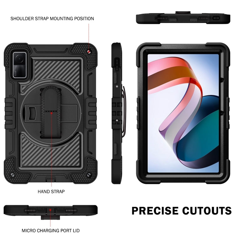 For Xiaomi Redmi Pad 10.61 360 Degree Rotation PC Contrast Silicone Tablet Case(Black) - free shipping - PMC TechLife - Order now!
