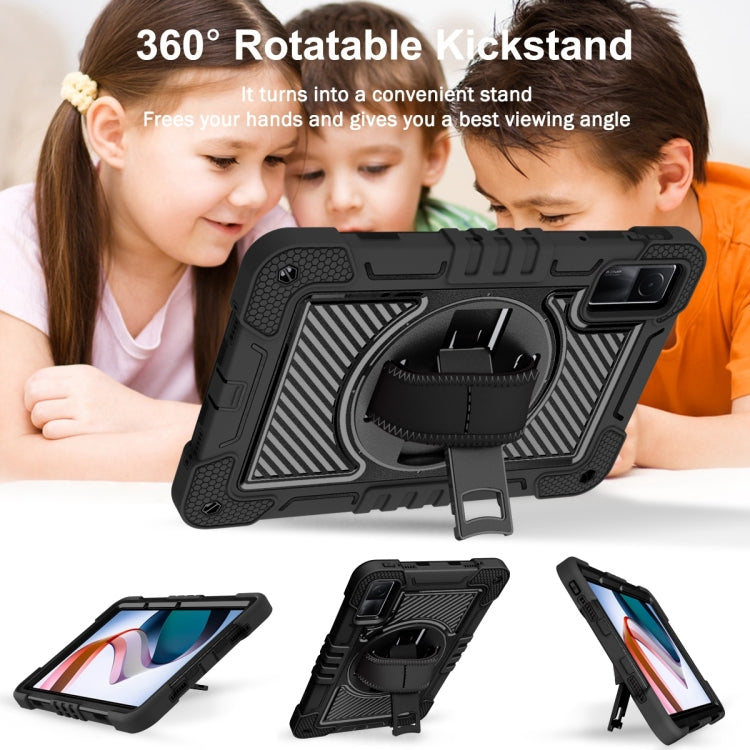 For Xiaomi Redmi Pad 10.61 360 Degree Rotation PC Contrast Silicone Tablet Case(Black) - free shipping - PMC TechLife - Order now!