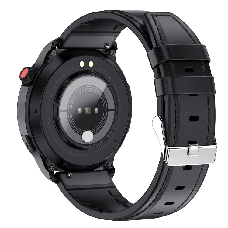 T52 1.39 inch IP67 Waterproof Leather Band Smart Watch Supports Bluetooth Call / Blood Oxygen / Body Temperature Monitoring(Black) -  by PMC TechLife | Online Shopping South Africa | PMC TechLife