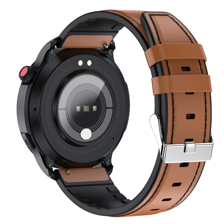 T52 1.39 inch IP67 Waterproof Leather Band Smart Watch Supports Bluetooth Call / Blood Oxygen / Body Temperature Monitoring(Brown) -  by PMC TechLife | Online Shopping South Africa | PMC TechLife