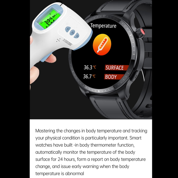 T52 1.39 inch IP67 Waterproof Leather Band Smart Watch Supports Bluetooth Call / Blood Oxygen / Body Temperature Monitoring(Black) -  by PMC TechLife | Online Shopping South Africa | PMC TechLife
