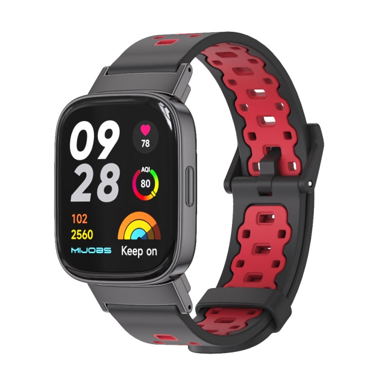 For Redmi Watch 3 Mijobs Square Hole Breathable TPU Watch Band(Black Red) - Watch Bands by MIJOBS | Online Shopping South Africa | PMC TechLife | Buy Now Pay Later Mobicred