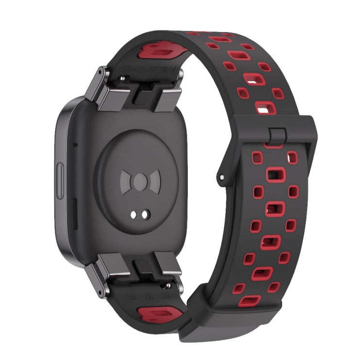 For Redmi Watch 3 Mijobs Square Hole Breathable TPU Watch Band(Black Red) - Watch Bands by MIJOBS | Online Shopping South Africa | PMC TechLife | Buy Now Pay Later Mobicred