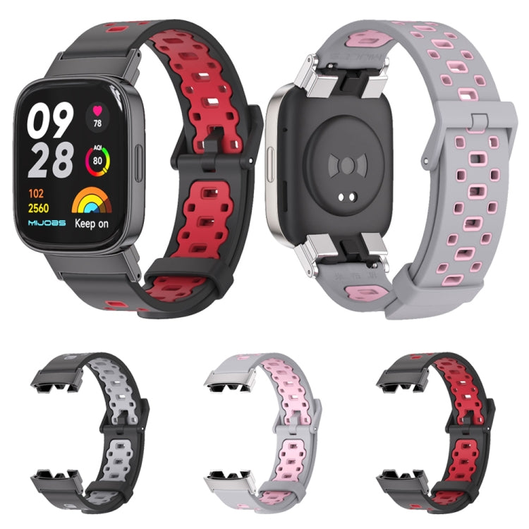 For Redmi Watch 3 Mijobs Square Hole Breathable TPU Watch Band(Black Red) - Watch Bands by MIJOBS | Online Shopping South Africa | PMC TechLife | Buy Now Pay Later Mobicred
