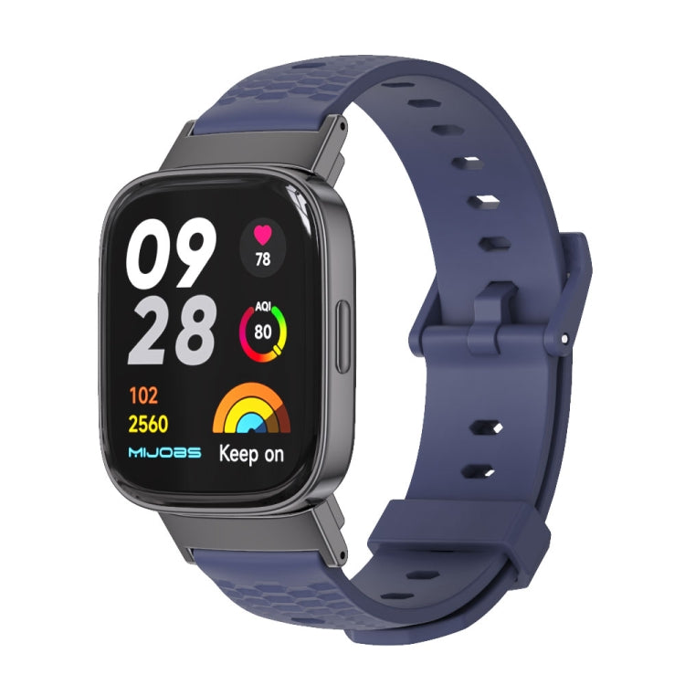For Redmi Watch 3 Mijobs Honeycomb Texture TPU Watch Band(Midnight Blue Black) - Watch Bands by MIJOBS | Online Shopping South Africa | PMC TechLife | Buy Now Pay Later Mobicred