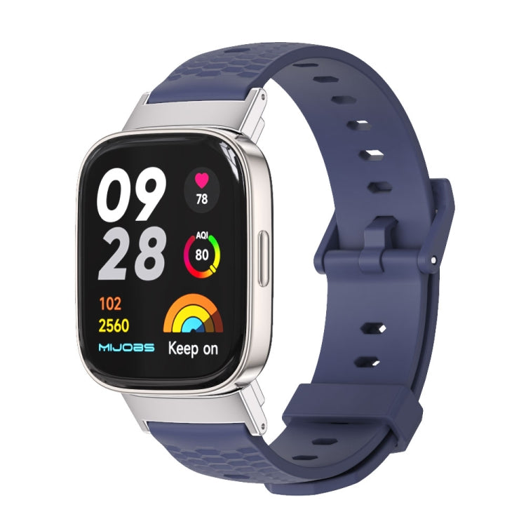 For Redmi Watch 3 Mijobs Honeycomb Texture TPU Watch Band(Midnight Blue Silver) - Watch Bands by MIJOBS | Online Shopping South Africa | PMC TechLife | Buy Now Pay Later Mobicred