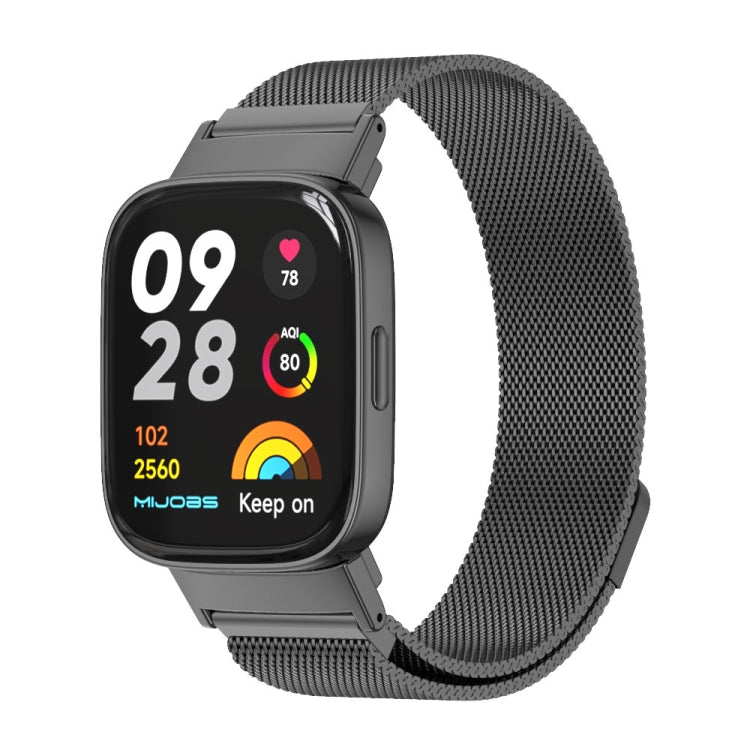 For Redmi Watch 3 Mijobs Milan Magnetic Metal Watch Band(Black) - Watch Bands by MIJOBS | Online Shopping South Africa | PMC TechLife | Buy Now Pay Later Mobicred