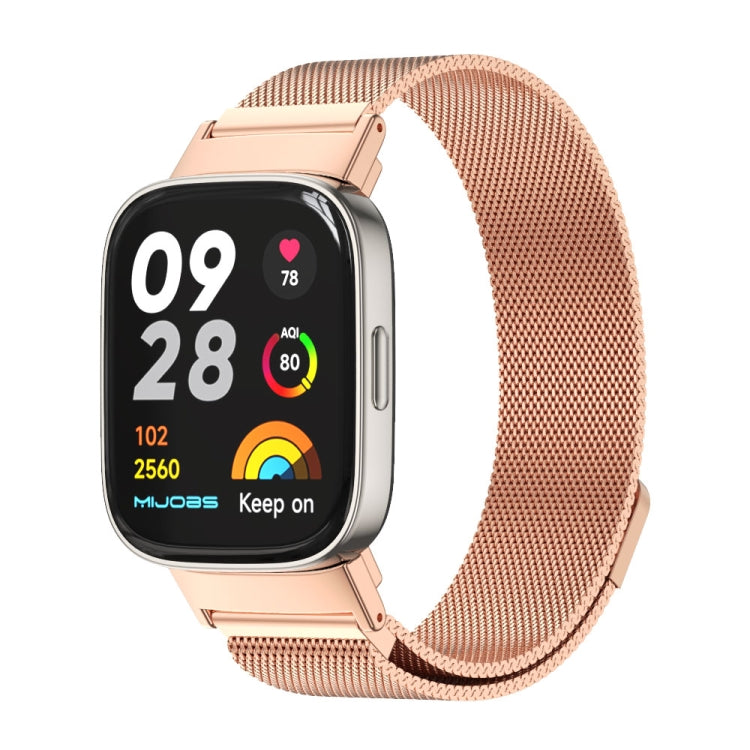 For Redmi Watch 3 Mijobs Milan Magnetic Metal Watch Band(Rose Gold) - Watch Bands by MIJOBS | Online Shopping South Africa | PMC TechLife | Buy Now Pay Later Mobicred