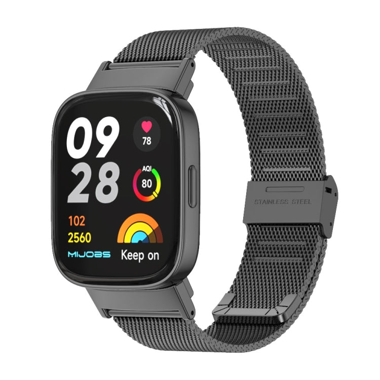 For Redmi Watch 3 Mijobs Milan Buckle Metal Watch Band(Black) - Watch Bands by MIJOBS | Online Shopping South Africa | PMC TechLife | Buy Now Pay Later Mobicred