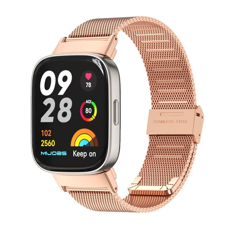 For Redmi Watch 3 Mijobs Milan Buckle Metal Watch Band(Rose Gold) - Watch Bands by MIJOBS | Online Shopping South Africa | PMC TechLife | Buy Now Pay Later Mobicred