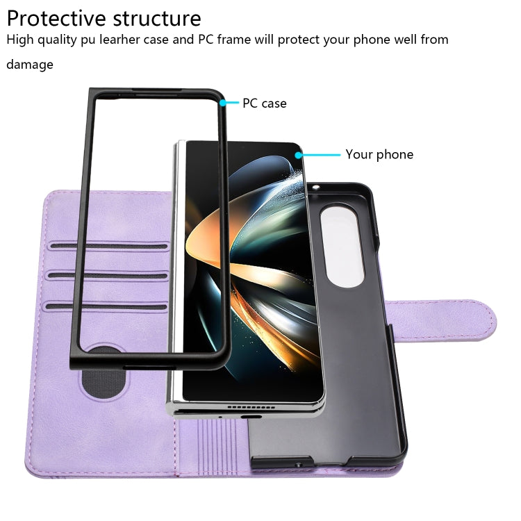 For Samsung Galaxy Z Fold4 5G Heart Pattern Skin Feel Leather Phone Case(Purple) - free shipping - PMC TechLife - Order now!