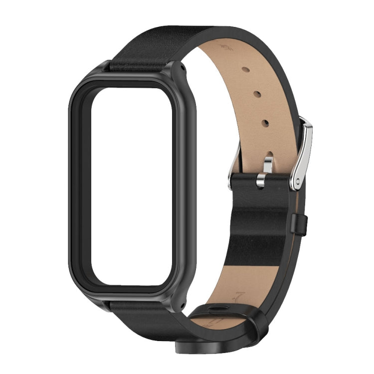 For Xiaomi Smart Band 8 Active / Redmi Band 2 Mijobs Metal Shell Microfiber PU Leather Watch Band(Black) - free shipping - PMC TechLife - Order now!
