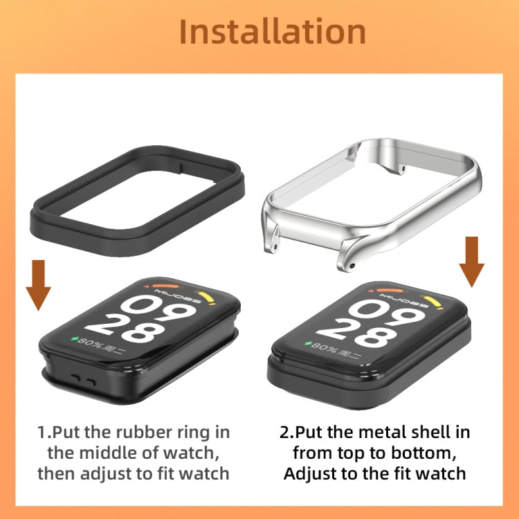 For Xiaomi Smart Band 8 Active / Redmi Band 2 Mijobs Metal Shell Nylon Breathable Watch Band(Pink Rose Gold) - free shipping - PMC TechLife - Order now!
