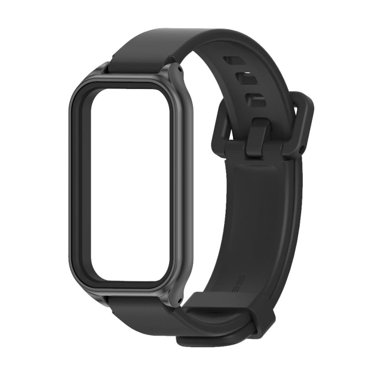 For Xiaomi Smart Band 8 Active / Redmi Band 2 Mijobs Metal Shell Silicone Watch Band(Black) - Watch Bands by MIJOBS | Online Shopping South Africa | PMC TechLife | Buy Now Pay Later Mobicred