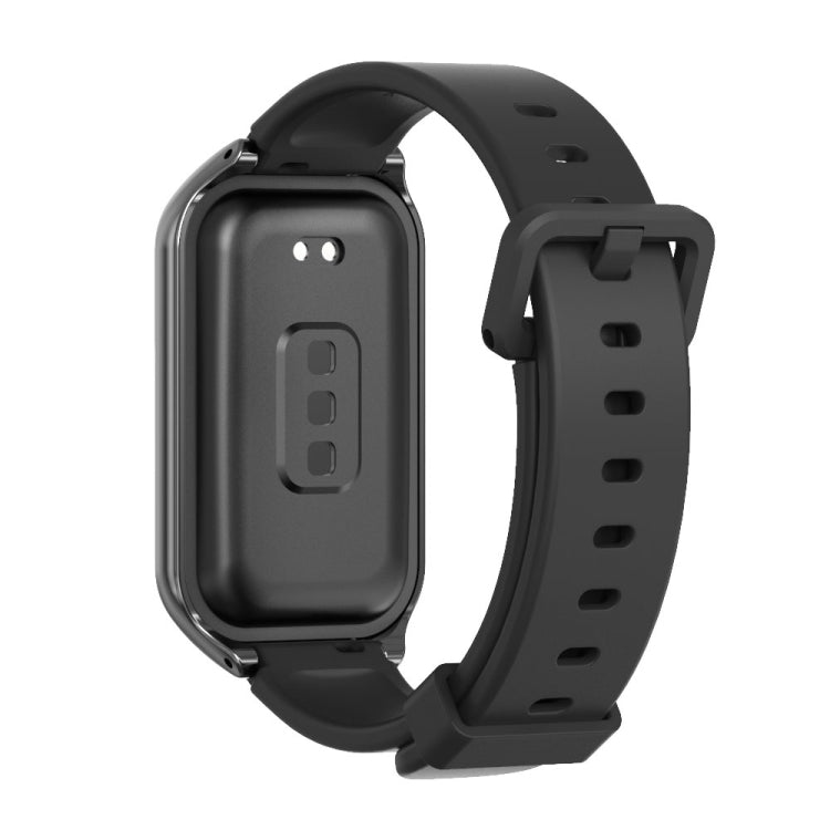 For Xiaomi Smart Band 8 Active / Redmi Band 2 Mijobs Metal Shell Silicone Watch Band(Black) - Watch Bands by MIJOBS | Online Shopping South Africa | PMC TechLife | Buy Now Pay Later Mobicred