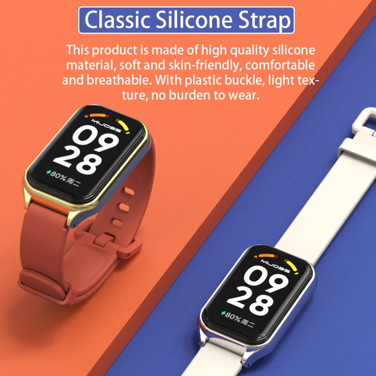 For Xiaomi Smart Band 8 Active / Redmi Band 2 Mijobs Metal Shell Silicone Watch Band(Army Green Silver) - free shipping - PMC TechLife - Order now!
